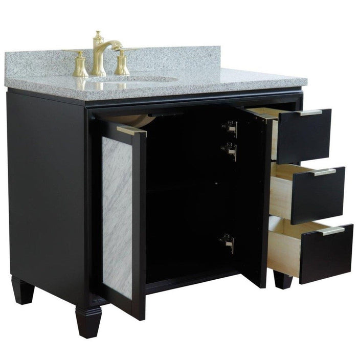 Bellaterra Home Trento 43" 2-Door 3-Drawer Black Freestanding Vanity Set - Luxe Vanity & Tub