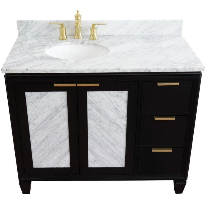 Bellaterra Home Trento 43" 2-Door 3-Drawer Black Freestanding Vanity Set - Luxe Vanity & Tub