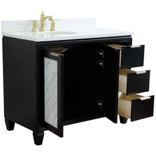 Bellaterra Home Trento 43" 2-Door 3-Drawer Black Freestanding Vanity Set - Luxe Vanity & Tub