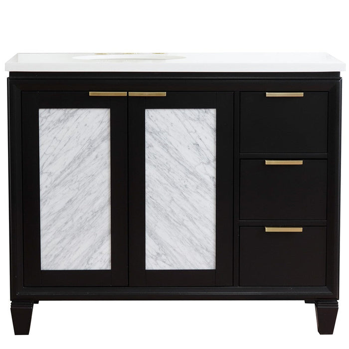 Bellaterra Home Trento 43" 2-Door 3-Drawer Black Freestanding Vanity Set - Luxe Vanity & Tub