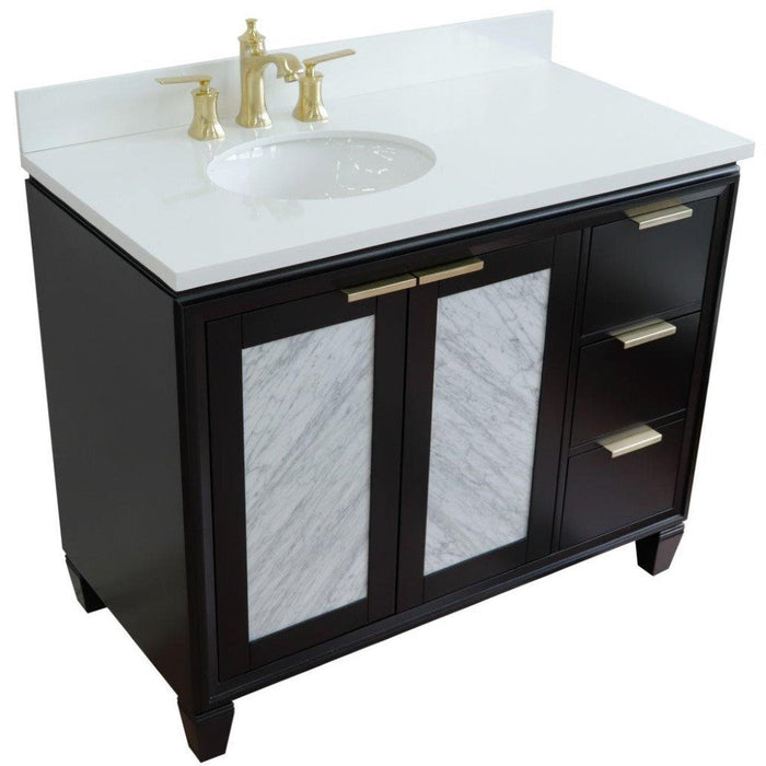 Bellaterra Home Trento 43" 2-Door 3-Drawer Black Freestanding Vanity Set - Luxe Vanity & Tub