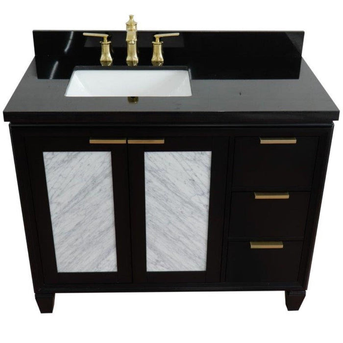 Bellaterra Home Trento 43" 2-Door 3-Drawer Black Freestanding Vanity Set - Luxe Vanity & Tub