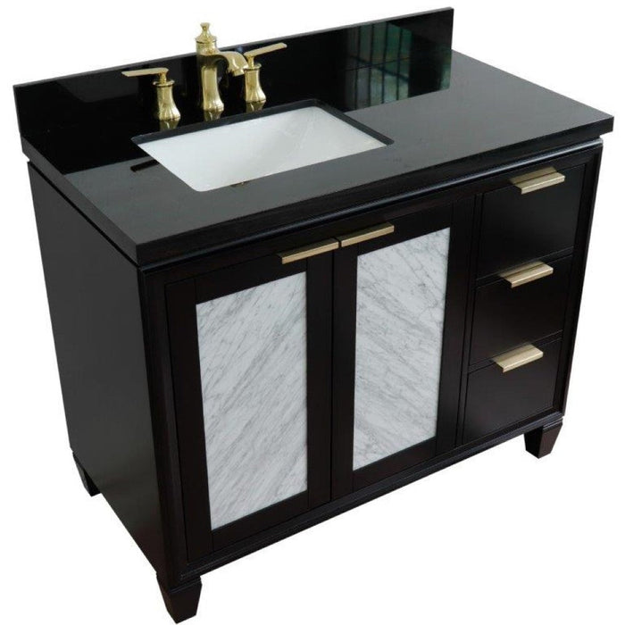 Bellaterra Home Trento 43" 2-Door 3-Drawer Black Freestanding Vanity Set - Luxe Vanity & Tub