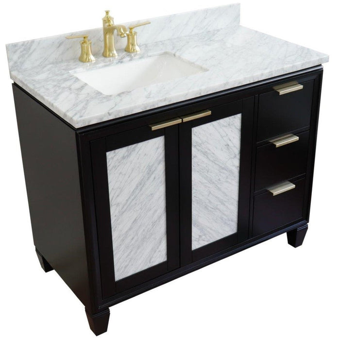 Bellaterra Home Trento 43" 2-Door 3-Drawer Black Freestanding Vanity Set - Luxe Vanity & Tub