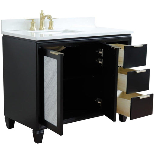 Bellaterra Home Trento 43" 2-Door 3-Drawer Black Freestanding Vanity Set - Luxe Vanity & Tub