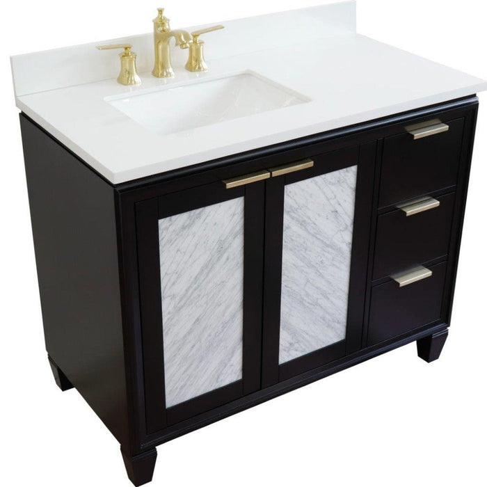 Bellaterra Home Trento 43" 2-Door 3-Drawer Black Freestanding Vanity Set - Luxe Vanity & Tub