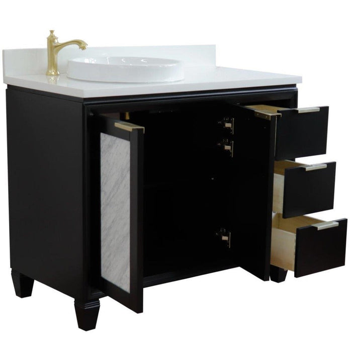 Bellaterra Home Trento 43" 2-Door 3-Drawer Black Freestanding Vanity Set - Luxe Vanity & Tub