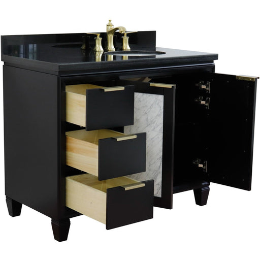 Bellaterra Home Trento 43" 2-Door 3-Drawer Black Freestanding Vanity Set - Luxe Vanity & Tub