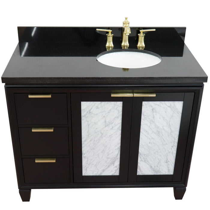 Bellaterra Home Trento 43" 2-Door 3-Drawer Black Freestanding Vanity Set - Luxe Vanity & Tub