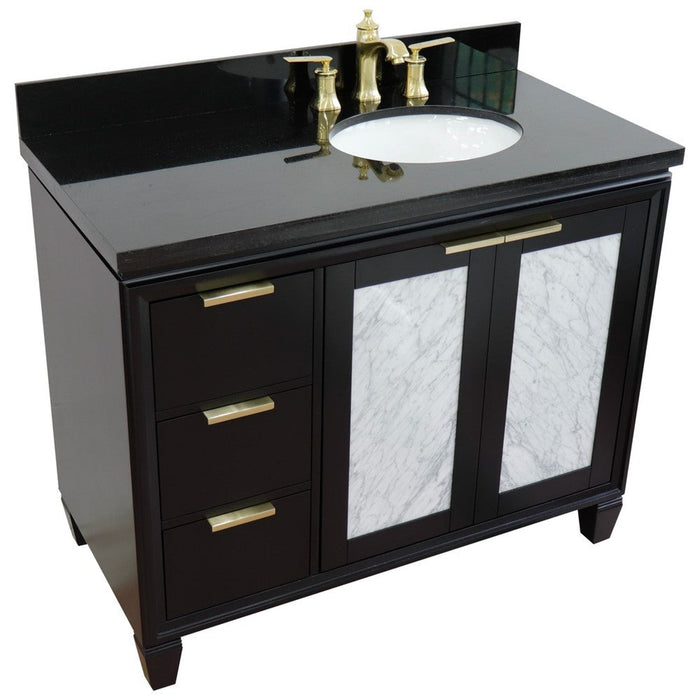 Bellaterra Home Trento 43" 2-Door 3-Drawer Black Freestanding Vanity Set - Luxe Vanity & Tub