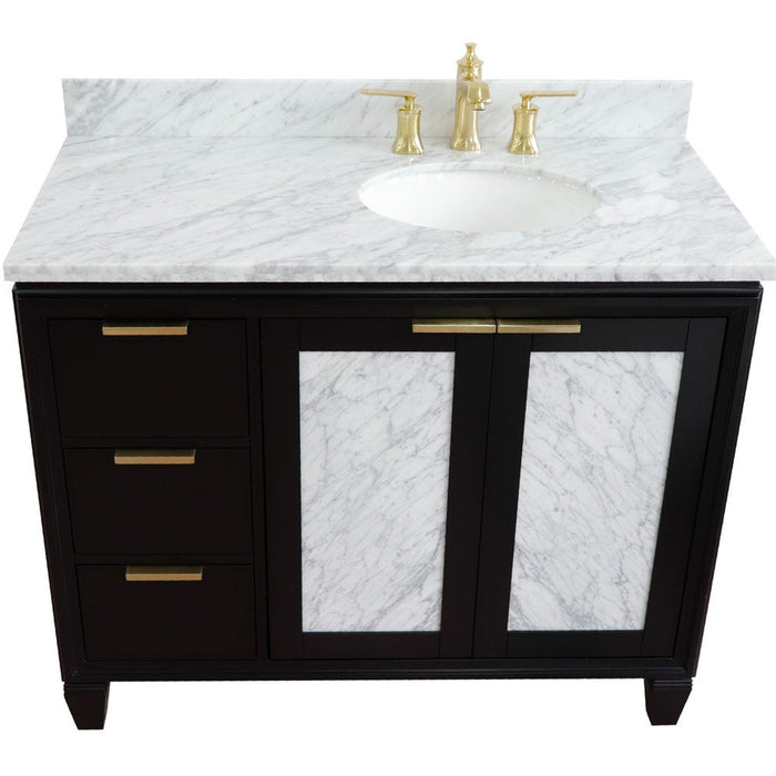 Bellaterra Home Trento 43" 2-Door 3-Drawer Black Freestanding Vanity Set - Luxe Vanity & Tub