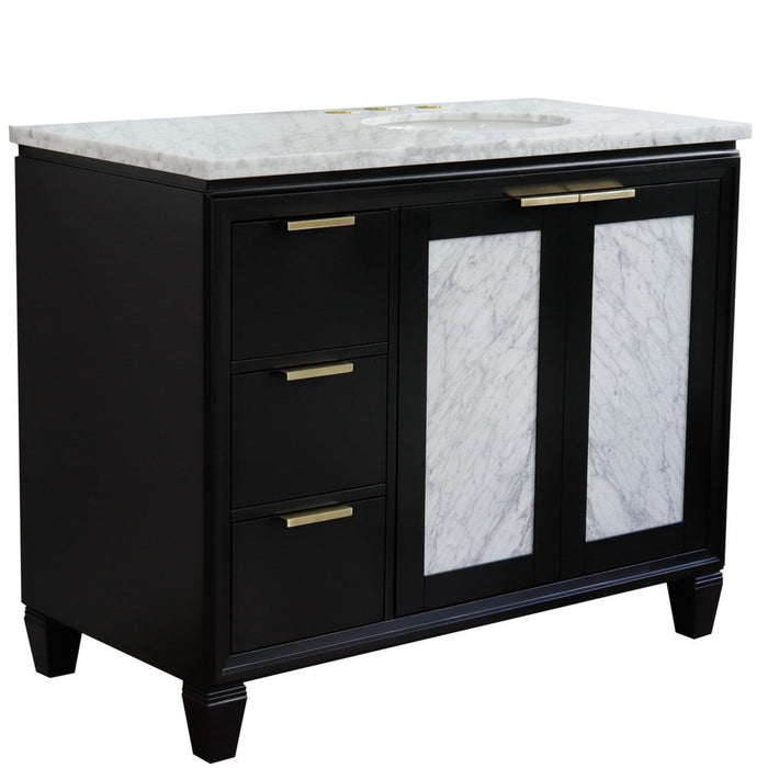 Bellaterra Home Trento 43" 2-Door 3-Drawer Black Freestanding Vanity Set - Luxe Vanity & Tub