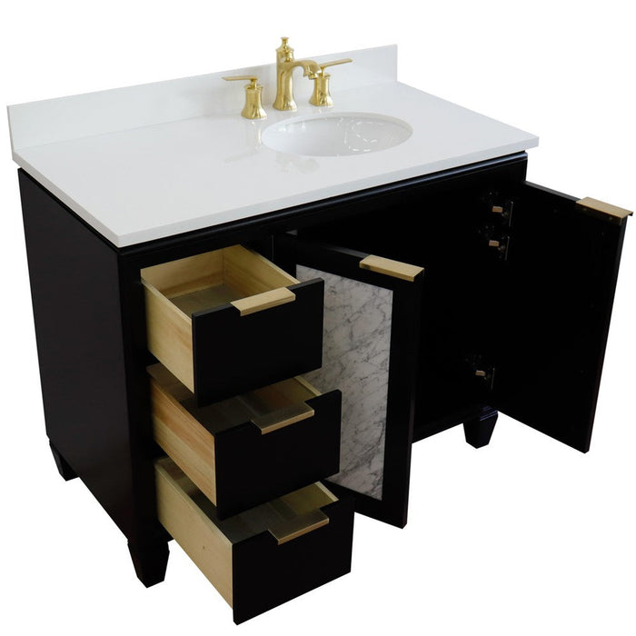 Bellaterra Home Trento 43" 2-Door 3-Drawer Black Freestanding Vanity Set - Luxe Vanity & Tub