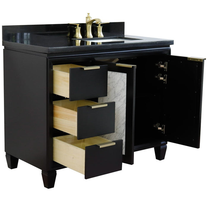 Bellaterra Home Trento 43" 2-Door 3-Drawer Black Freestanding Vanity Set - Luxe Vanity & Tub