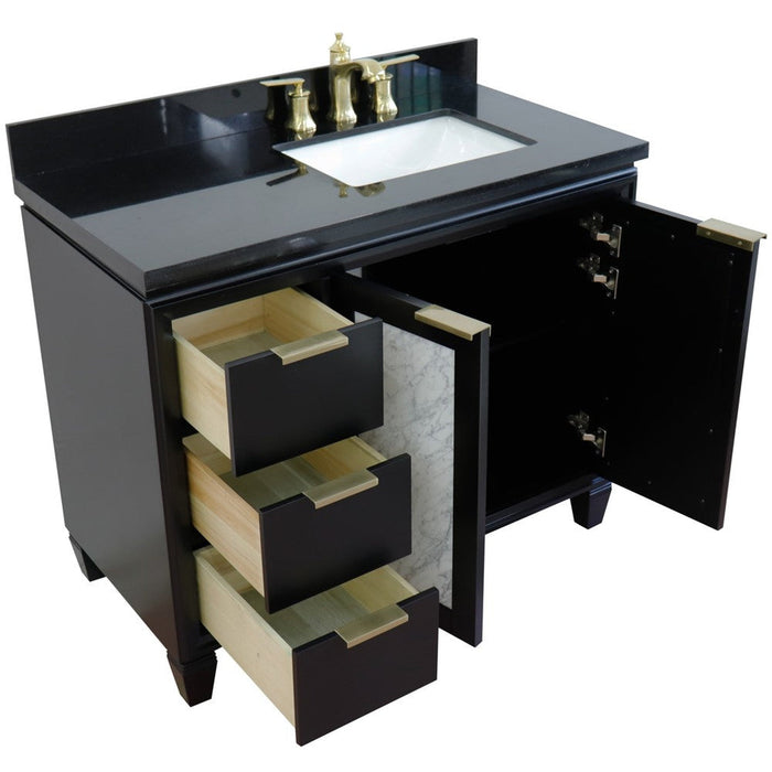 Bellaterra Home Trento 43" 2-Door 3-Drawer Black Freestanding Vanity Set - Luxe Vanity & Tub