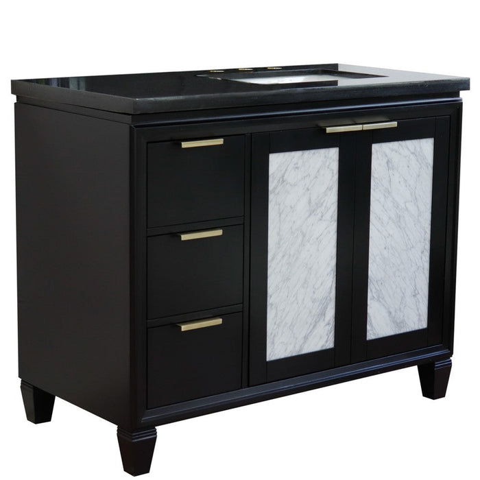 Bellaterra Home Trento 43" 2-Door 3-Drawer Black Freestanding Vanity Set - Luxe Vanity & Tub