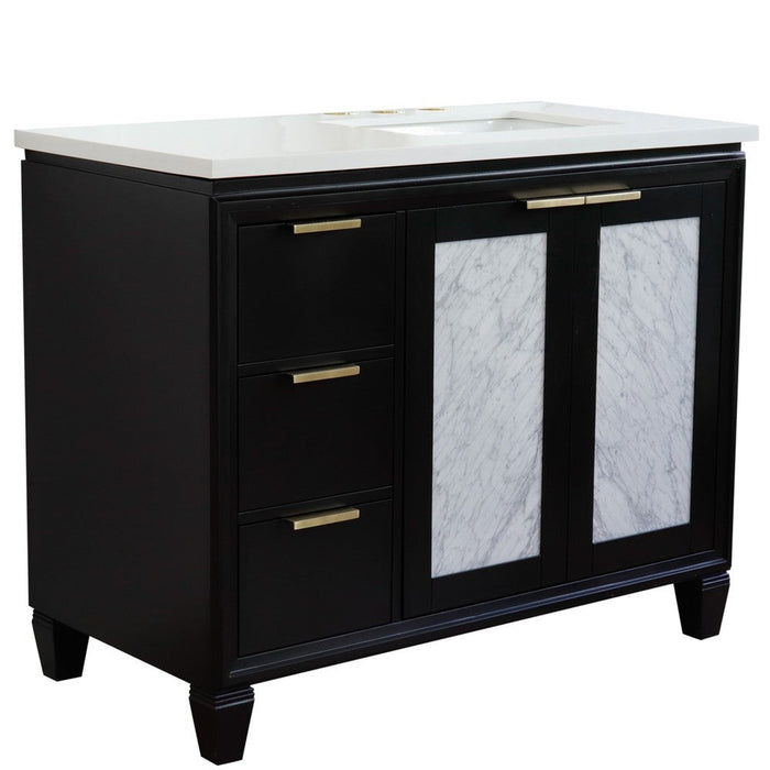 Bellaterra Home Trento 43" 2-Door 3-Drawer Black Freestanding Vanity Set - Luxe Vanity & Tub