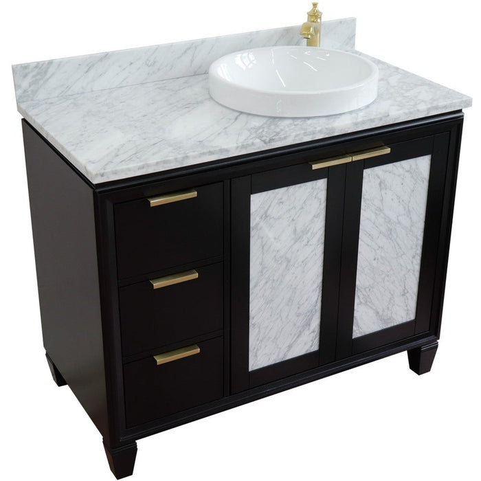 Bellaterra Home Trento 43" 2-Door 3-Drawer Black Freestanding Vanity Set - Luxe Vanity & Tub