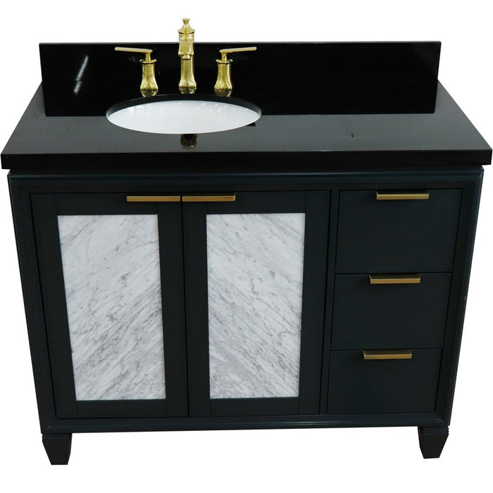 Bellaterra Home Trento 43" 2-Door 3-Drawer Dark Gray Freestanding Vanity Set - Luxe Vanity & Tub