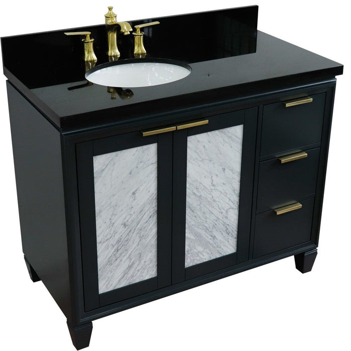 Bellaterra Home Trento 43" 2-Door 3-Drawer Dark Gray Freestanding Vanity Set - Luxe Vanity & Tub