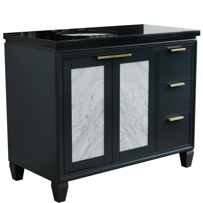 Bellaterra Home Trento 43" 2-Door 3-Drawer Dark Gray Freestanding Vanity Set - Luxe Vanity & Tub