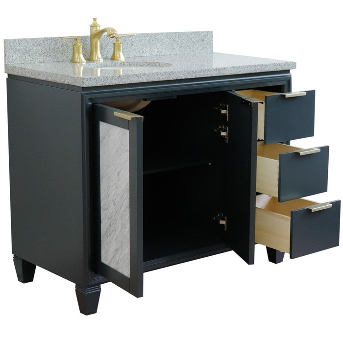 Bellaterra Home Trento 43" 2-Door 3-Drawer Dark Gray Freestanding Vanity Set - Luxe Vanity & Tub