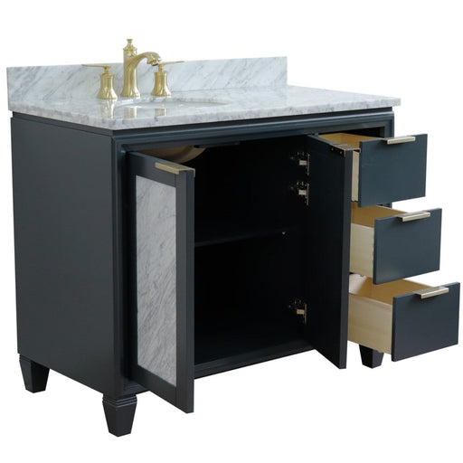 Bellaterra Home Trento 43" 2-Door 3-Drawer Dark Gray Freestanding Vanity Set - Luxe Vanity & Tub