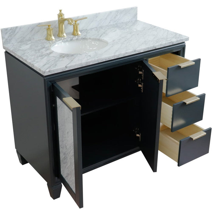 Bellaterra Home Trento 43" 2-Door 3-Drawer Dark Gray Freestanding Vanity Set - Luxe Vanity & Tub