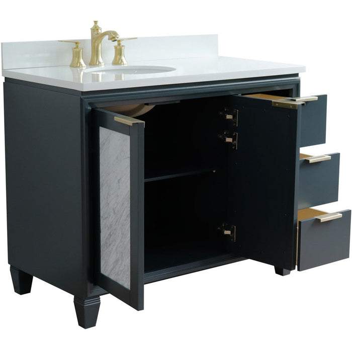 Bellaterra Home Trento 43" 2-Door 3-Drawer Dark Gray Freestanding Vanity Set - Luxe Vanity & Tub