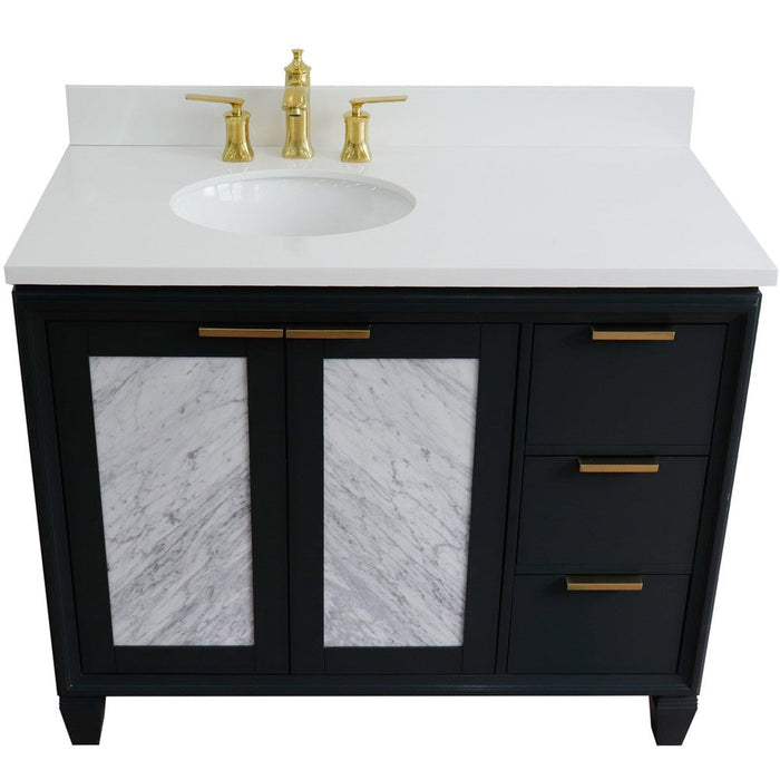 Bellaterra Home Trento 43" 2-Door 3-Drawer Dark Gray Freestanding Vanity Set - Luxe Vanity & Tub