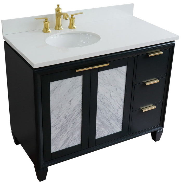 Bellaterra Home Trento 43" 2-Door 3-Drawer Dark Gray Freestanding Vanity Set - Luxe Vanity & Tub