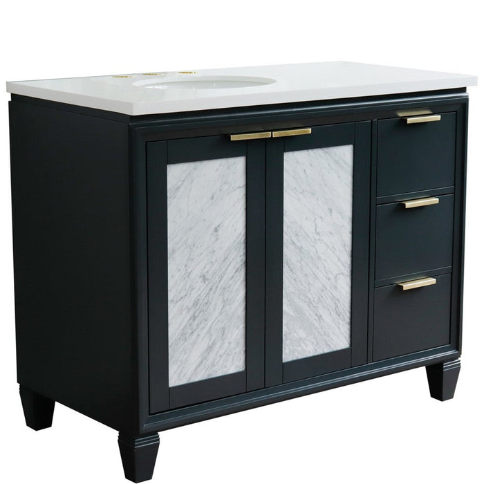 Bellaterra Home Trento 43" 2-Door 3-Drawer Dark Gray Freestanding Vanity Set - Luxe Vanity & Tub