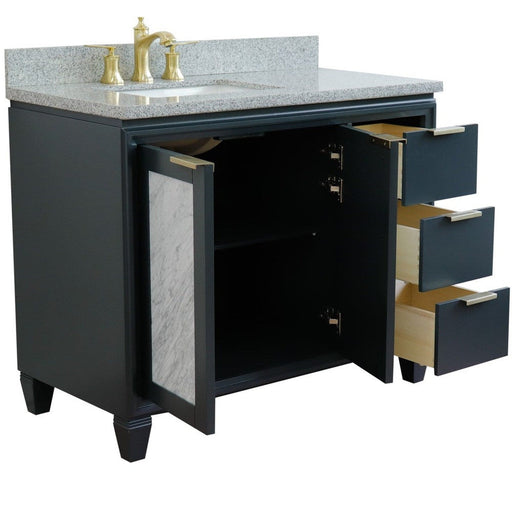 Bellaterra Home Trento 43" 2-Door 3-Drawer Dark Gray Freestanding Vanity Set - Luxe Vanity & Tub