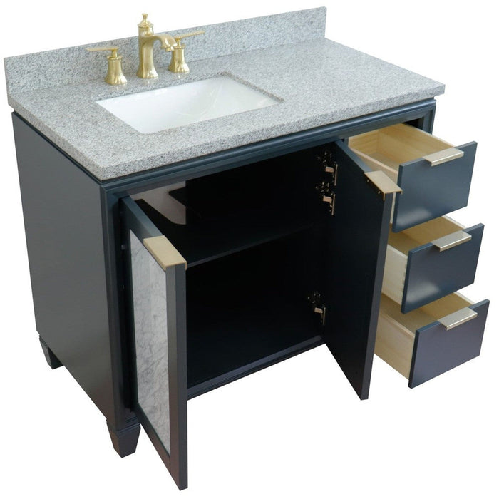 Bellaterra Home Trento 43" 2-Door 3-Drawer Dark Gray Freestanding Vanity Set - Luxe Vanity & Tub