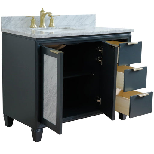 Bellaterra Home Trento 43" 2-Door 3-Drawer Dark Gray Freestanding Vanity Set - Luxe Vanity & Tub