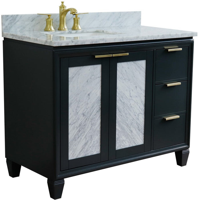 Bellaterra Home Trento 43" 2-Door 3-Drawer Dark Gray Freestanding Vanity Set - Luxe Vanity & Tub