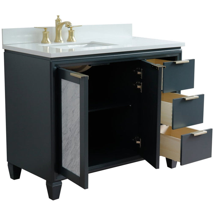 Bellaterra Home Trento 43" 2-Door 3-Drawer Dark Gray Freestanding Vanity Set - Luxe Vanity & Tub