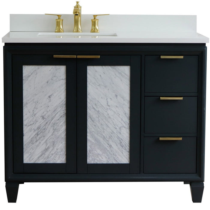 Bellaterra Home Trento 43" 2-Door 3-Drawer Dark Gray Freestanding Vanity Set - Luxe Vanity & Tub