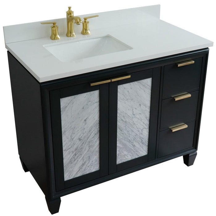 Bellaterra Home Trento 43" 2-Door 3-Drawer Dark Gray Freestanding Vanity Set - Luxe Vanity & Tub