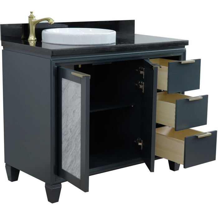 Bellaterra Home Trento 43" 2-Door 3-Drawer Dark Gray Freestanding Vanity Set - Luxe Vanity & Tub