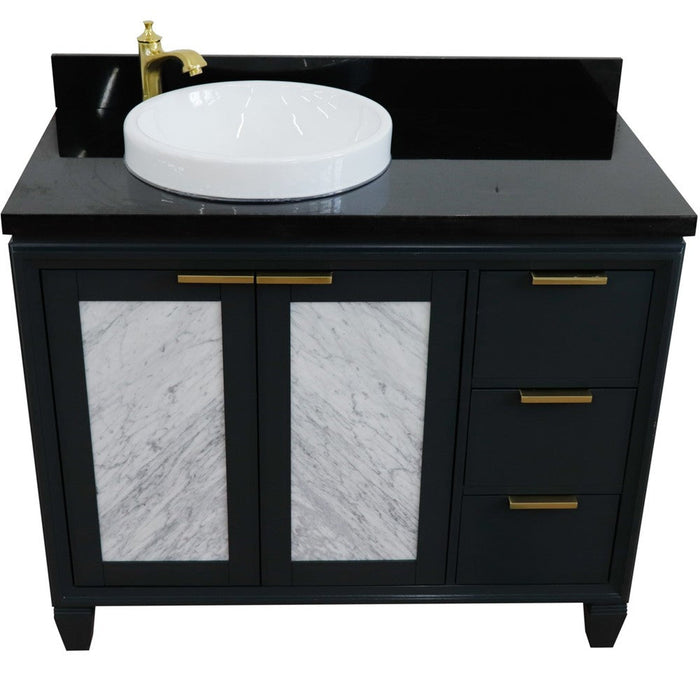 Bellaterra Home Trento 43" 2-Door 3-Drawer Dark Gray Freestanding Vanity Set - Luxe Vanity & Tub