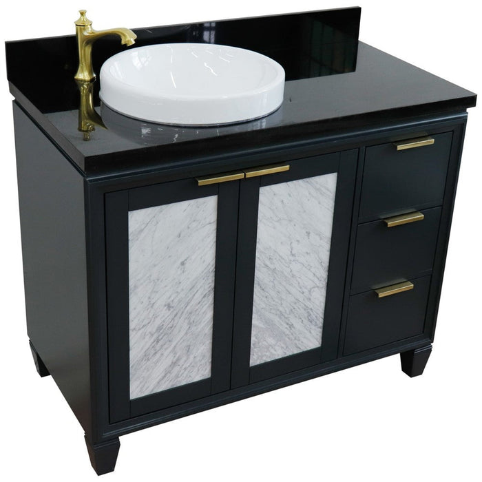 Bellaterra Home Trento 43" 2-Door 3-Drawer Dark Gray Freestanding Vanity Set - Luxe Vanity & Tub