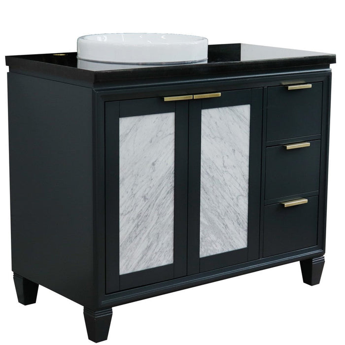 Bellaterra Home Trento 43" 2-Door 3-Drawer Dark Gray Freestanding Vanity Set - Luxe Vanity & Tub