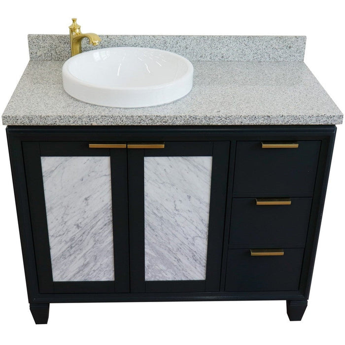 Bellaterra Home Trento 43" 2-Door 3-Drawer Dark Gray Freestanding Vanity Set - Luxe Vanity & Tub