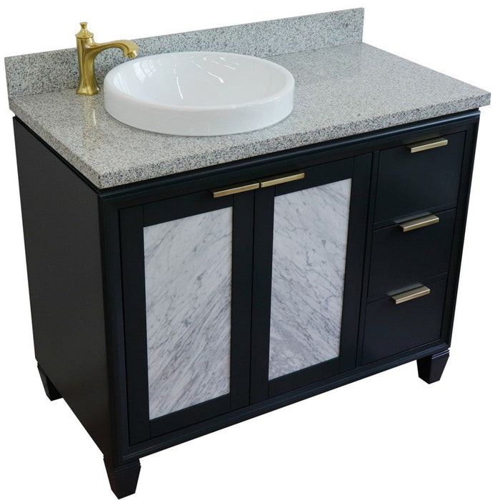 Bellaterra Home Trento 43" 2-Door 3-Drawer Dark Gray Freestanding Vanity Set - Luxe Vanity & Tub