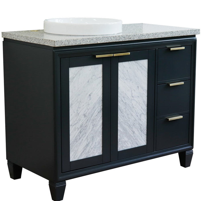 Bellaterra Home Trento 43" 2-Door 3-Drawer Dark Gray Freestanding Vanity Set - Luxe Vanity & Tub