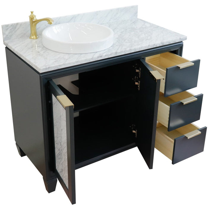 Bellaterra Home Trento 43" 2-Door 3-Drawer Dark Gray Freestanding Vanity Set - Luxe Vanity & Tub