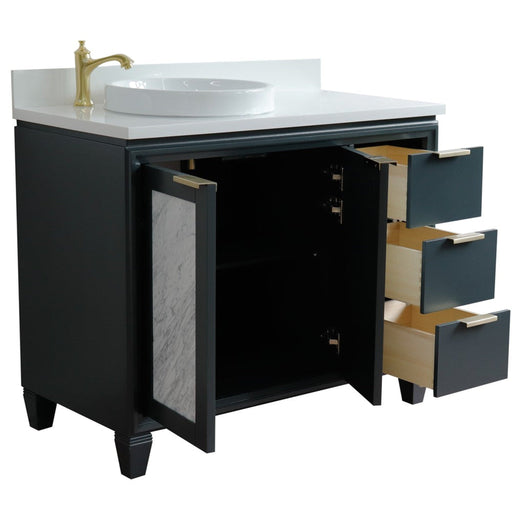 Bellaterra Home Trento 43" 2-Door 3-Drawer Dark Gray Freestanding Vanity Set - Luxe Vanity & Tub