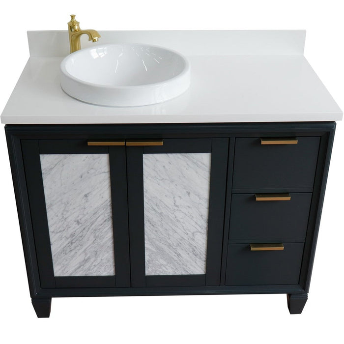 Bellaterra Home Trento 43" 2-Door 3-Drawer Dark Gray Freestanding Vanity Set - Luxe Vanity & Tub