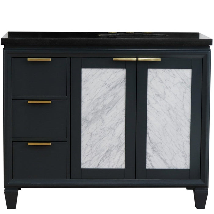 Bellaterra Home Trento 43" 2-Door 3-Drawer Dark Gray Freestanding Vanity Set - Luxe Vanity & Tub